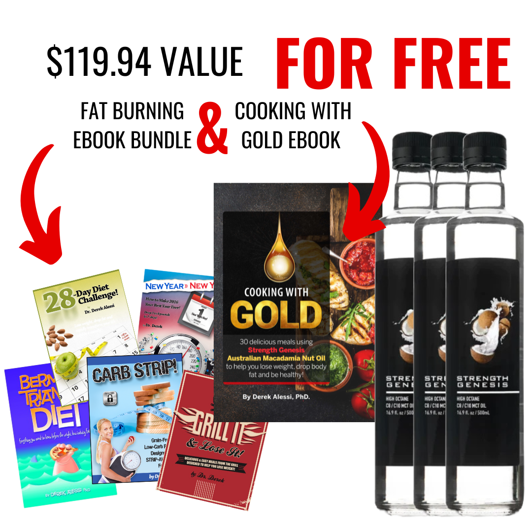 High Octane MCT Oil 3 x with Bonus Cooking with Gold ebook and Fat Burning eBook Bundle