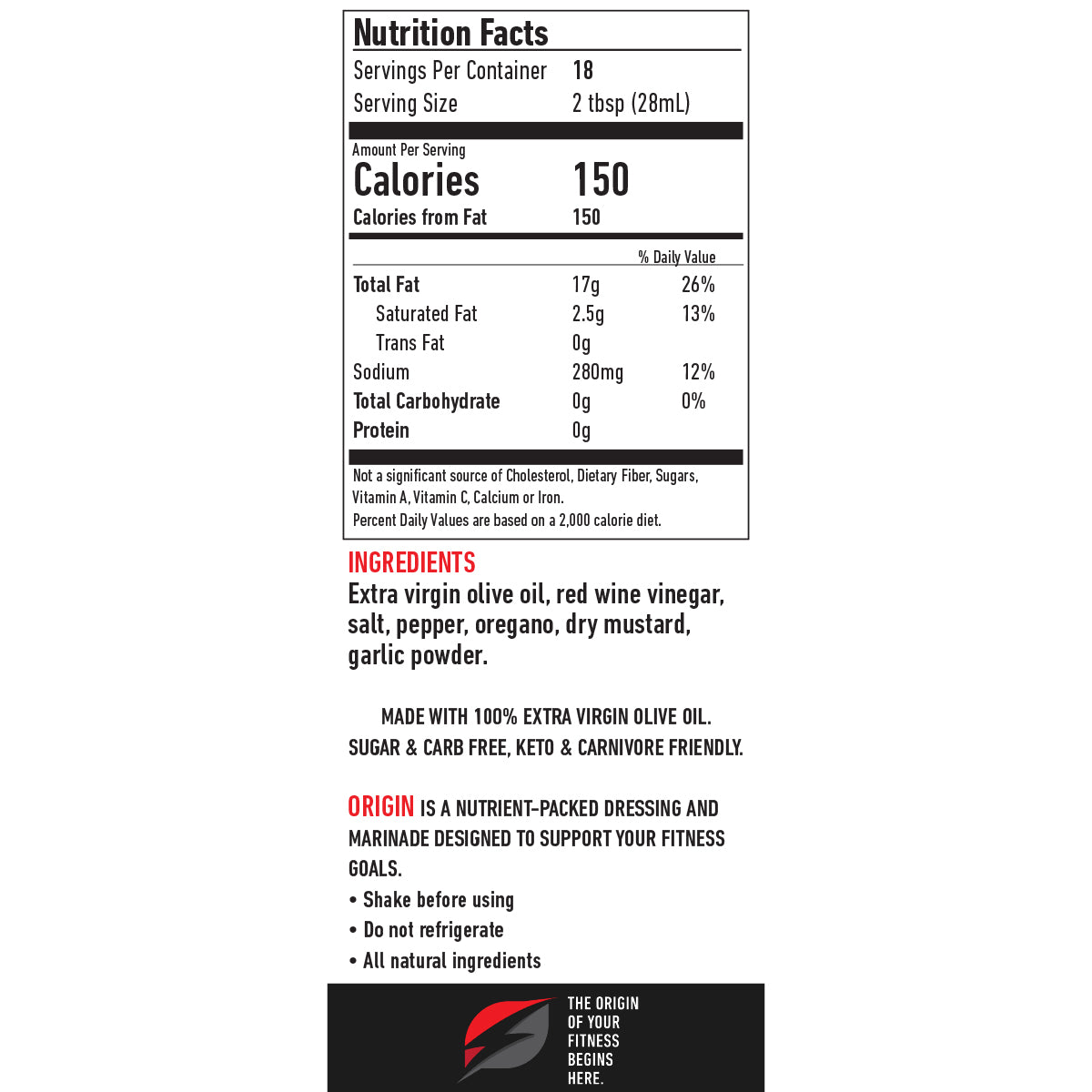 Origin Keto Mediterranean Salad Dressing (Certified Organic)