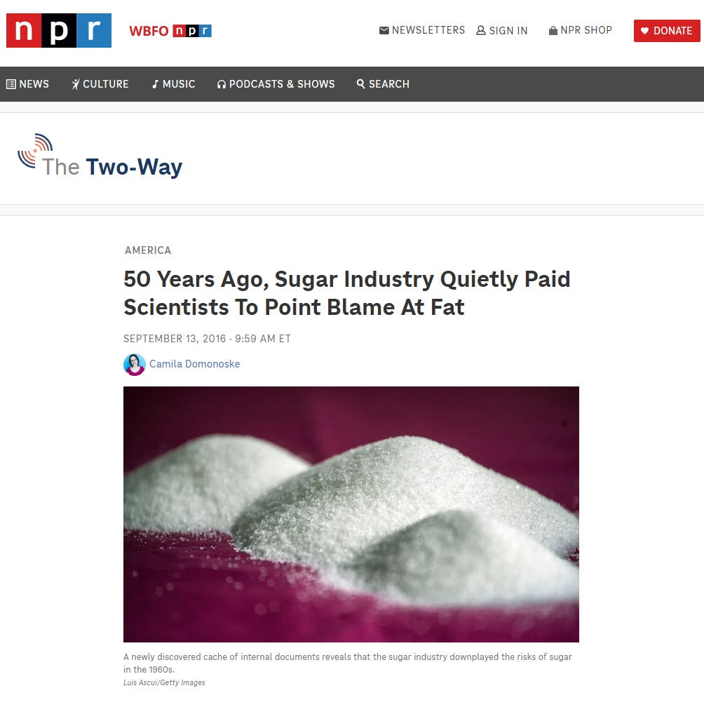 50 Years Ago, Sugar Industry Quietly Paid Scientists To Point Blame At Fat